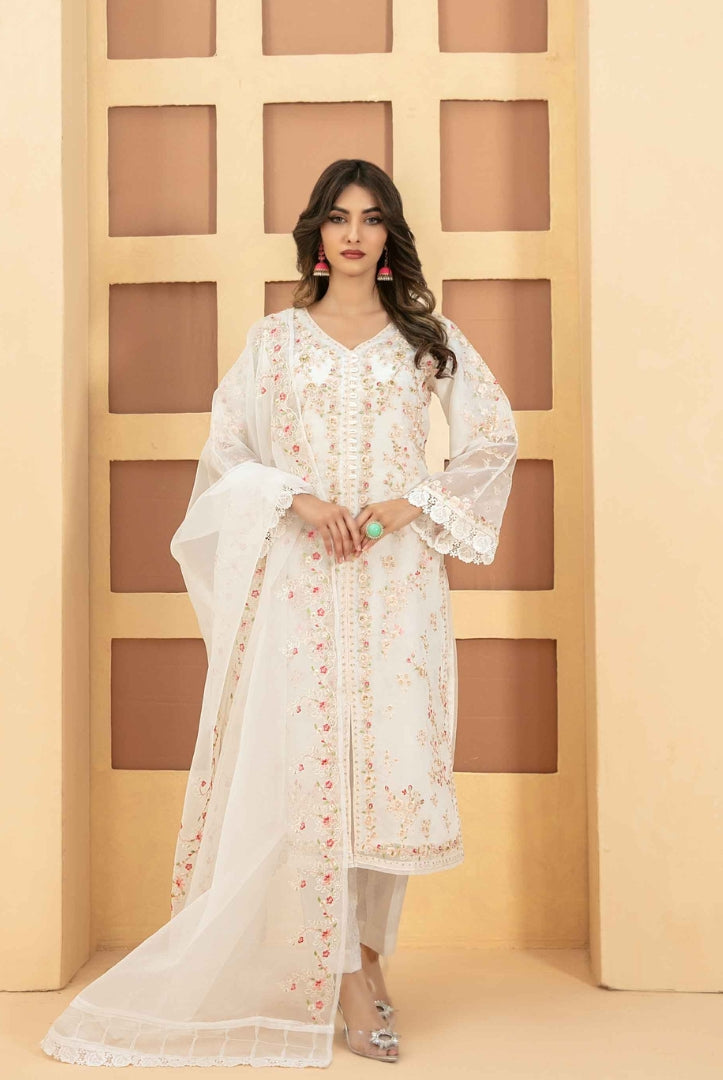 Taalea By Tawakkal Pret 3 Piece Stitched Fancy Embroidered Organza Suit - 01