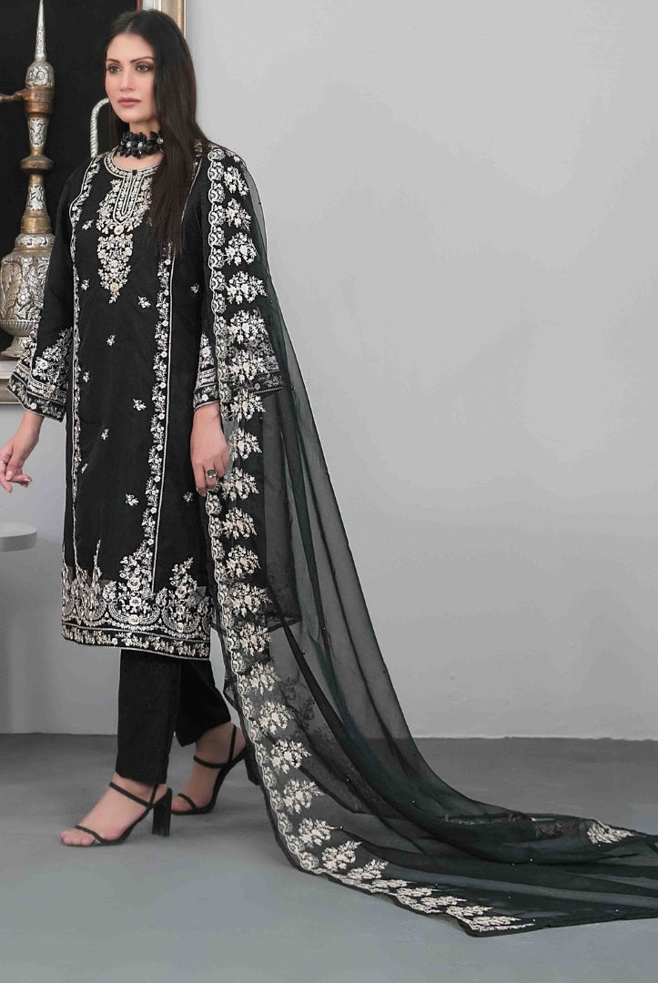 Heeriye By Tawakkal Pret 3 Piece Stitched Embroidered Organza Suit - 02