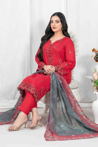 Lekeesha By Tawakkal Fabrics 3 Piece Stitched Embroidered Lawn Suit - 02