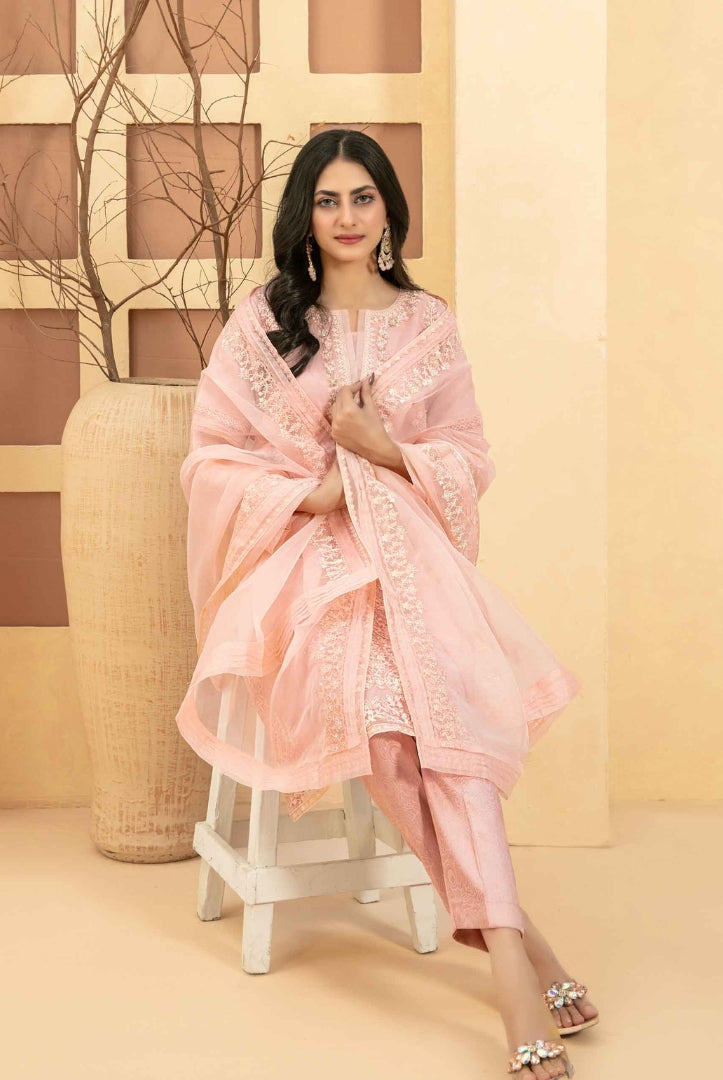 Taalea By Tawakkal Pret 3 Piece Stitched Fancy Embroidered Organza Suit - 02