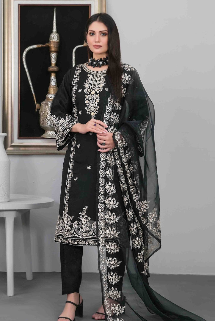 Heeriye By Tawakkal Pret 3 Piece Stitched Embroidered Organza Suit - 02