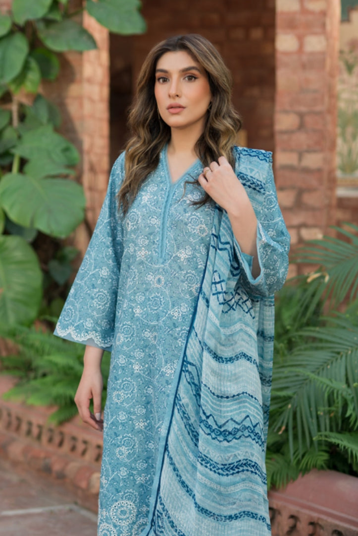 3 Piece Embroidered Stitched Lawn Suit | Spring Summer'24 Collection By Sahar - 02