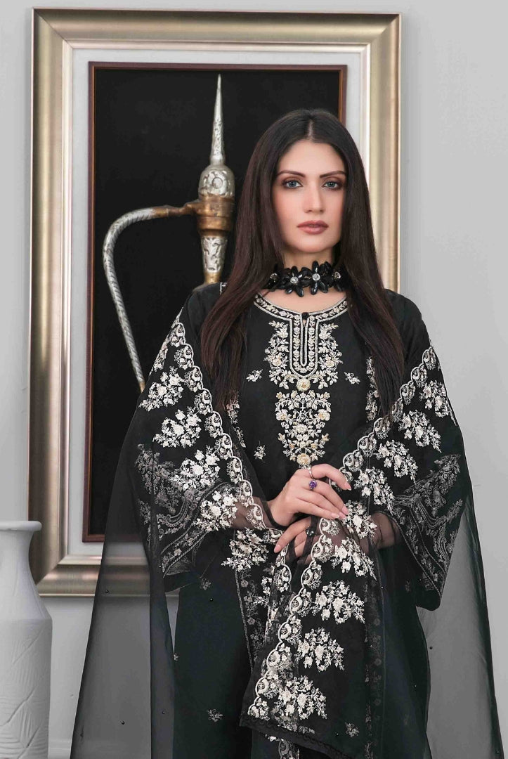 Heeriye By Tawakkal Pret 3 Piece Stitched Embroidered Organza Suit - 02