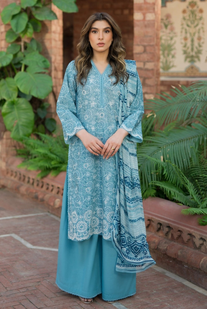 3 Piece Embroidered Stitched Lawn Suit | Spring Summer'24 Collection By Sahar - 02