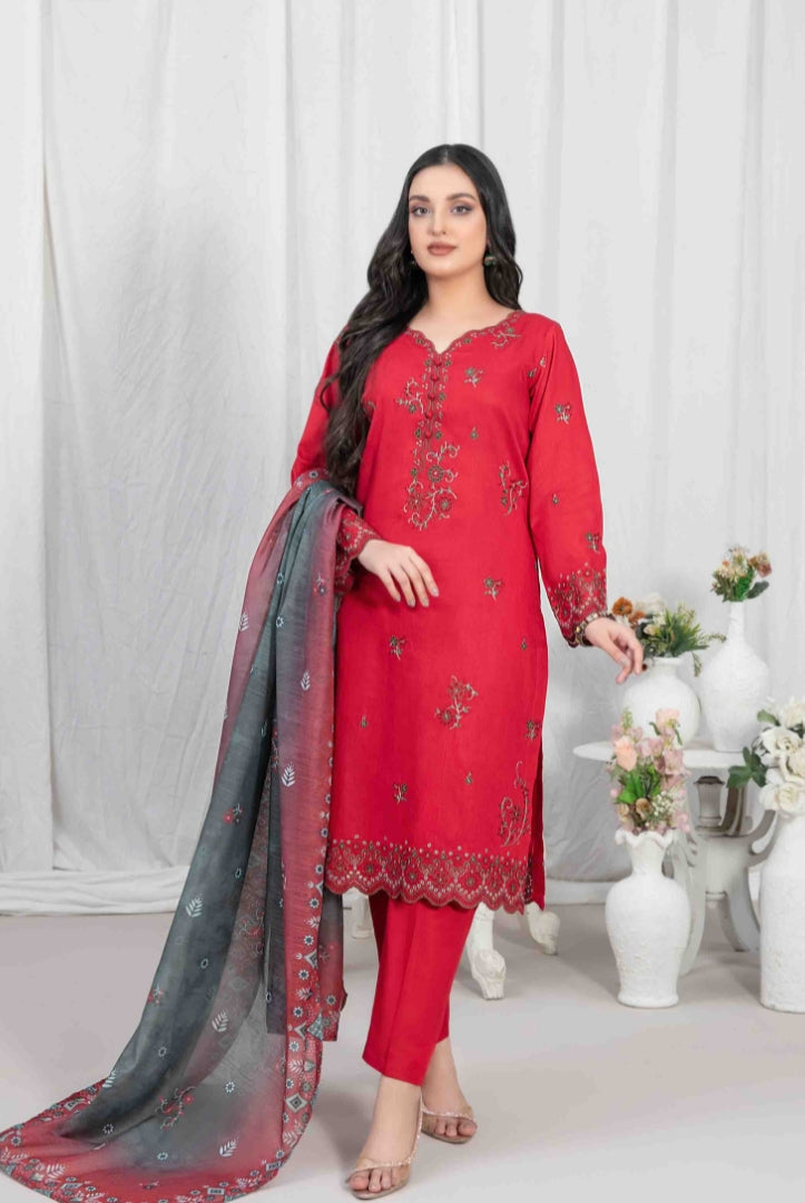 Lekeesha By Tawakkal Fabrics 3 Piece Stitched Embroidered Lawn Suit - 02