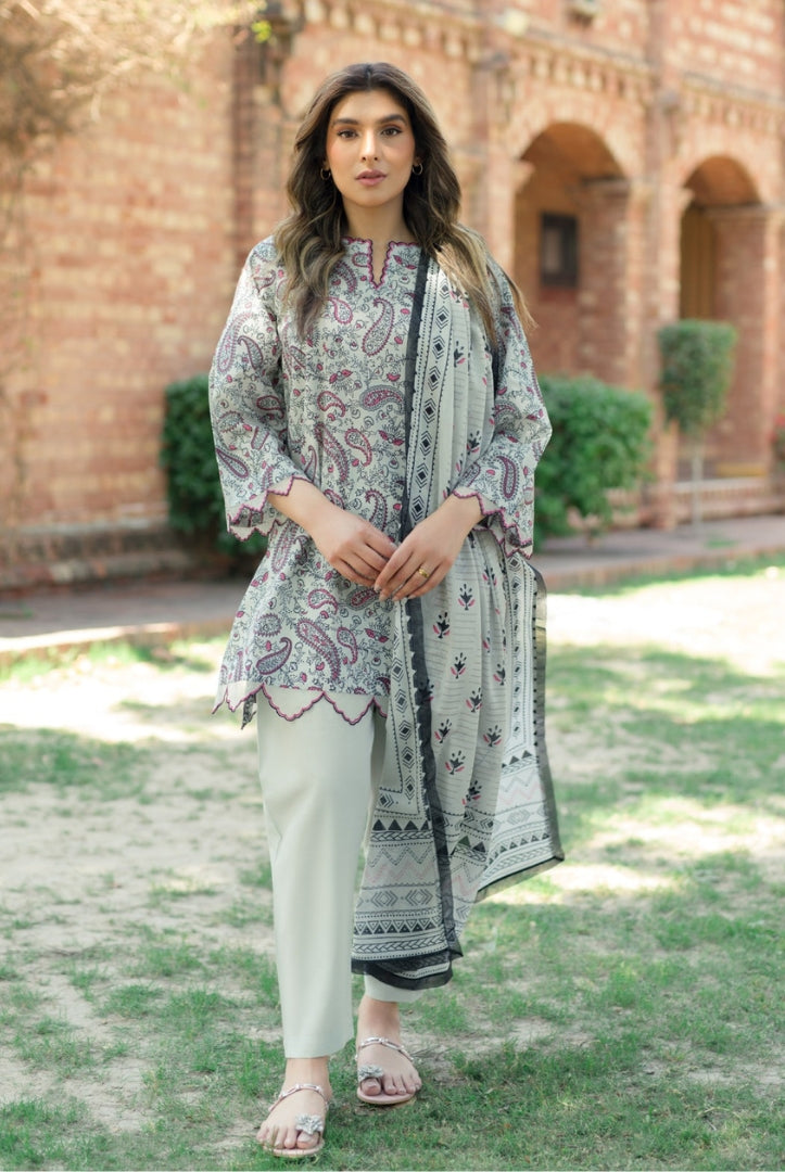 3 Piece Digital Printed Stitched Lawn Suit | Spring Summer'24 Collection By Sahar - 02