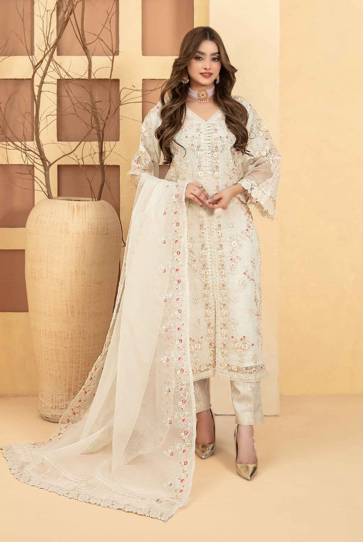 Taalea By Tawakkal Pret 3 Piece Stitched Fancy Embroidered Organza Suit - 03