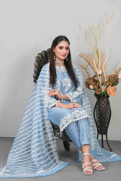 Heeriye By Tawakkal Pret 3 Piece Stitched Embroidered Organza Suit - 03