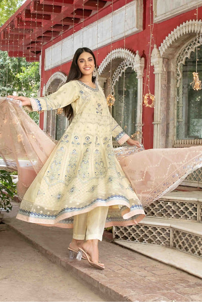 Parizah By Tawakkal Pret 3 Piece Stitched Embroidered Organza Suit - 04