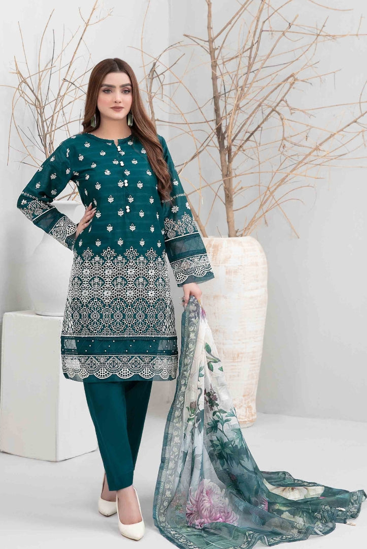 Eyana By Tawakkal Pret 3 Piece Stitched Schiffli Embroidered Lawn Suit - 04