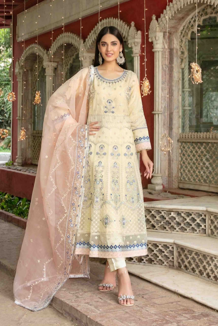 Parizah By Tawakkal Pret 3 Piece Stitched Embroidered Organza Suit - 04