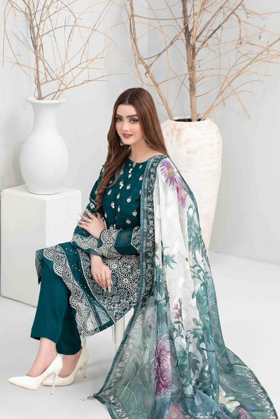 Eyana By Tawakkal Pret 3 Piece Stitched Schiffli Embroidered Lawn Suit - 04