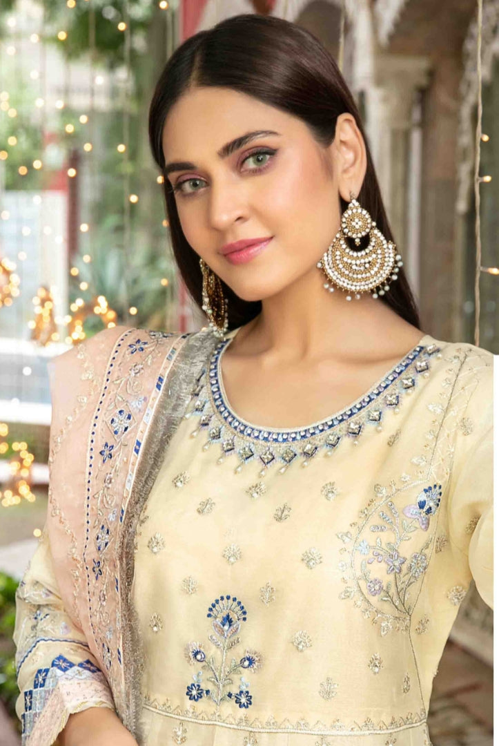 Parizah By Tawakkal Pret 3 Piece Stitched Embroidered Organza Suit - 04