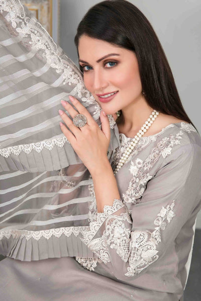 Heeriye By Tawakkal Pret 3 Piece Stitched Embroidered Organza Suit - 04