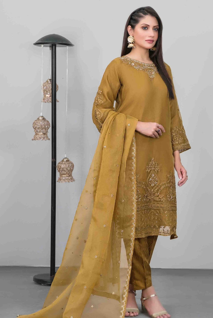 Heeriye By Tawakkal Pret 3 Piece Stitched Embroidered Organza Suit - 05