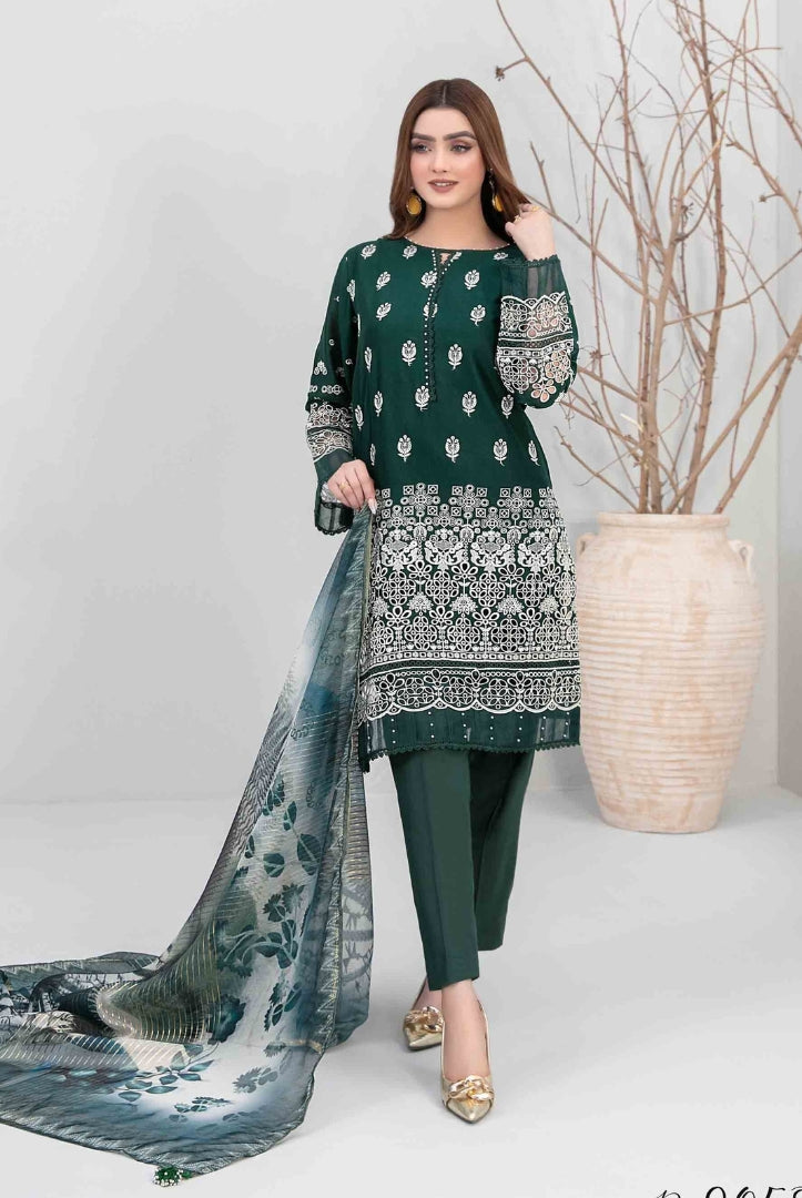 Eyana By Tawakkal Pret 3 Piece Stitched Schiffli Embroidered Lawn Suit - 05