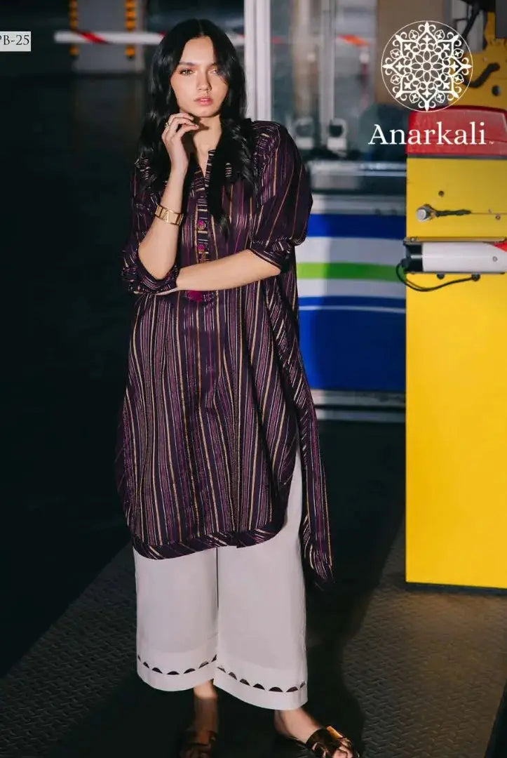 Essential Pret Collection 1Piece Stitched Shirt(Purple)