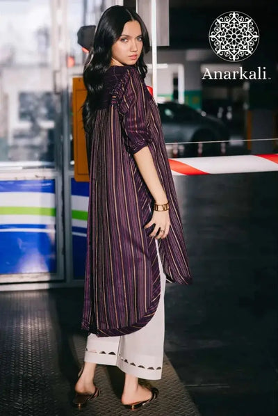 Essential Pret Collection 1Piece Stitched Shirt(Purple)