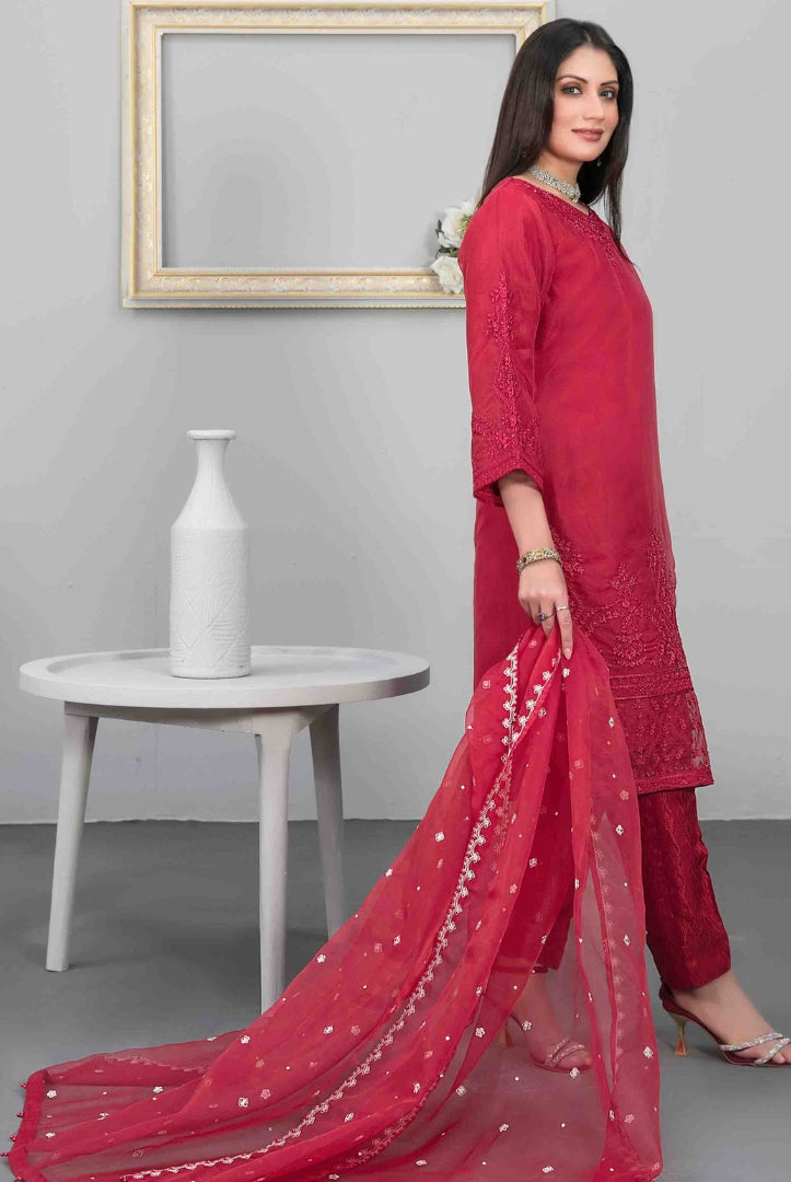 Heeriye By Tawakkal Pret 3 Piece Stitched Embroidered Organza Suit - 06