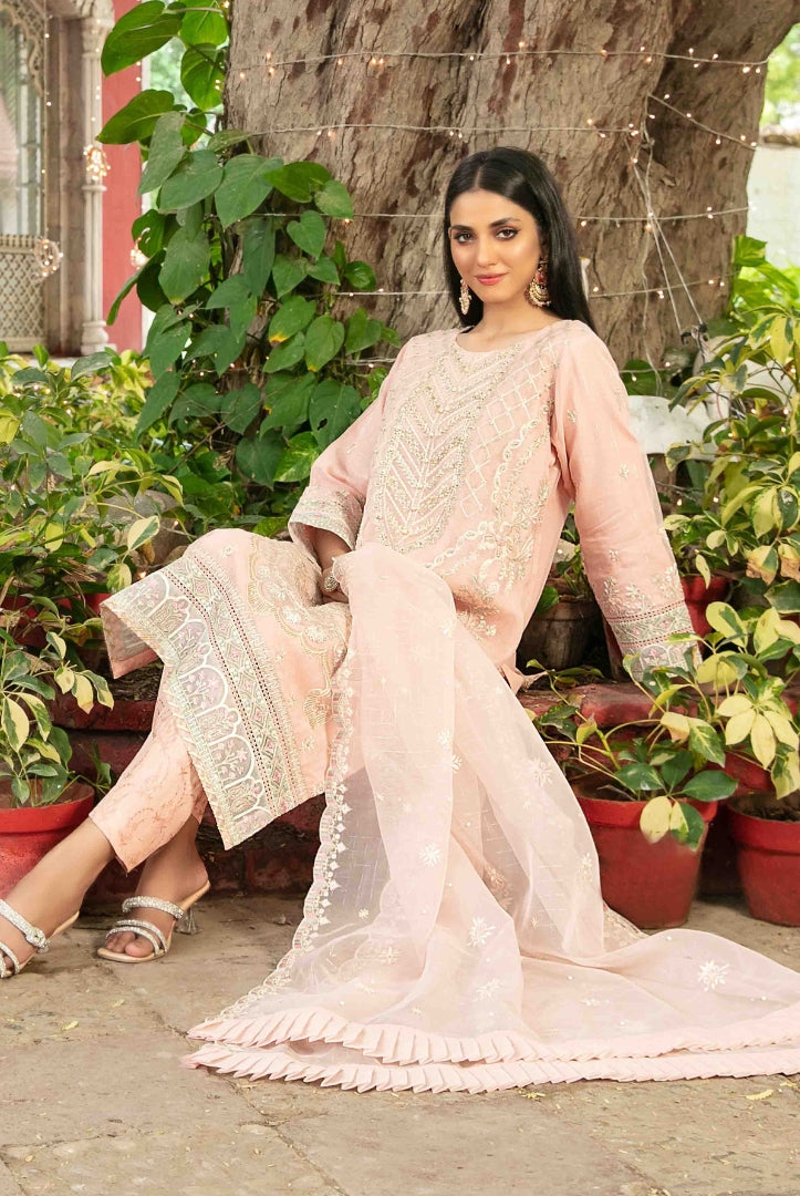 Parizah By Tawakkal Pret 3 Piece Stitched Embroidered Organza Suit - 06