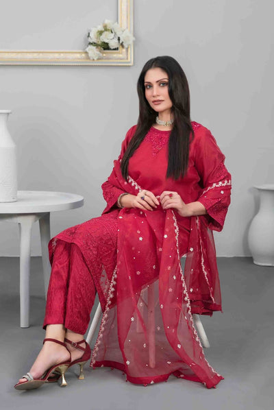 Heeriye By Tawakkal Pret 3 Piece Stitched Embroidered Organza Suit - 06