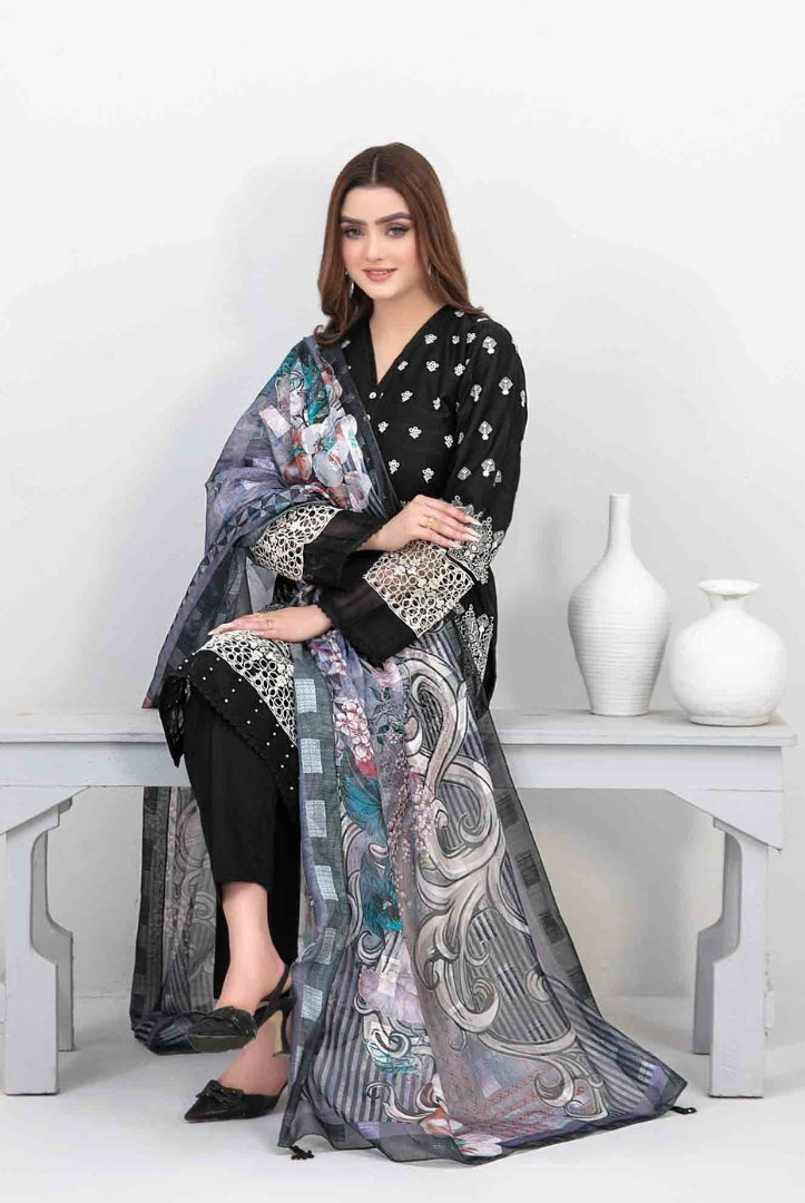 Eyana By Tawakkal Pret 3 Piece Stitched Schiffli Embroidered Lawn Suit - 06