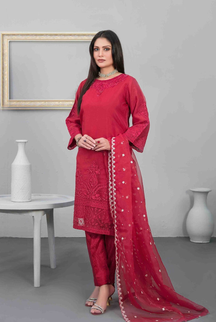 Heeriye By Tawakkal Pret 3 Piece Stitched Embroidered Organza Suit - 06