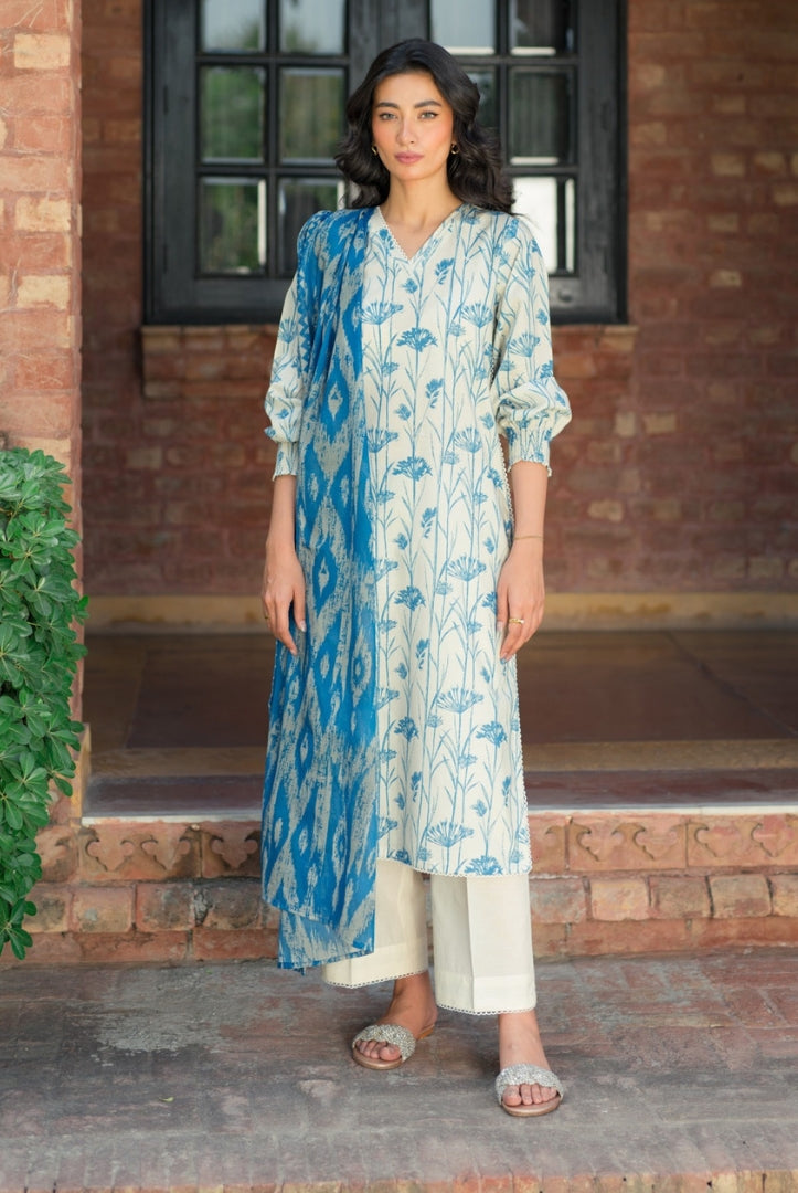 3 Piece Digital Printed Stitched Lawn Suit | Spring Summer'24 Collection By Sahar - 06