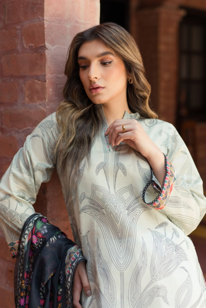 3 Piece Digital Printed Stitched Lawn Suit | Spring Summer'24 Collection By Sahar - 07