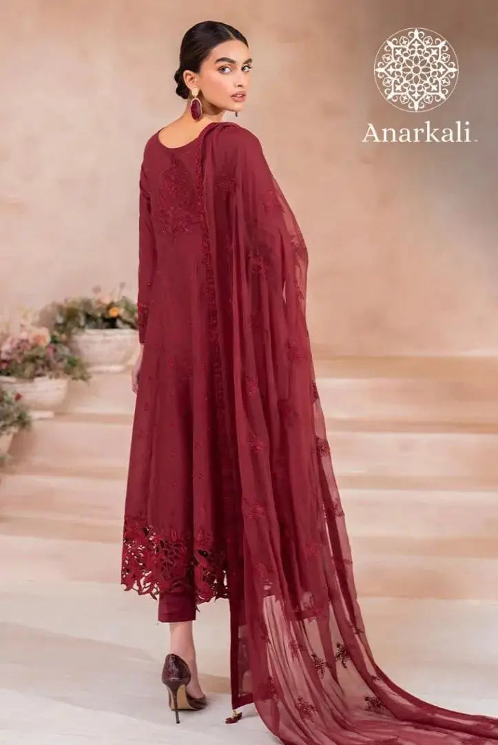 Iznik Pret Embroidered Lawn Collection 3Piece Stitched Suit(light Maroon)