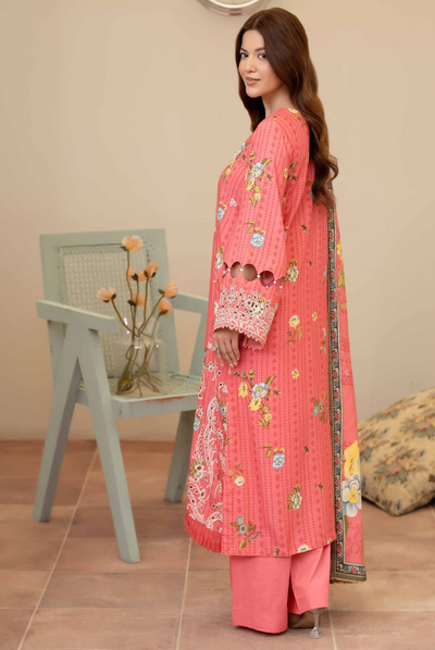 3 Piece Stitched Embroidered + Printed Stapple Slub With Printed Shawl WINTER Collection'25 From JOHRA TAZEEN JW-174