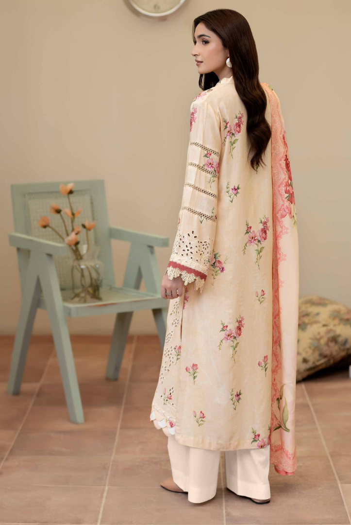 3 Piece Stitched Embroidered + Printed Stapple Slub With Printed Shawl WINTER Collection'25 From JOHRA TAZEEN JW-173