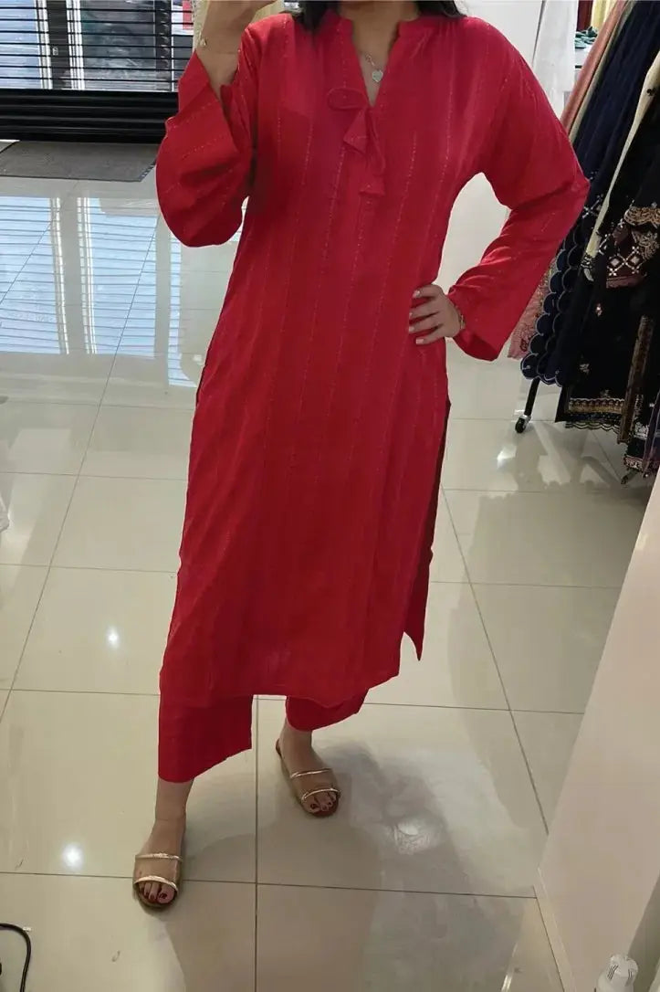 Qaus-e-Qaza Co-Ords 2 Piece Suit - Hot Pink