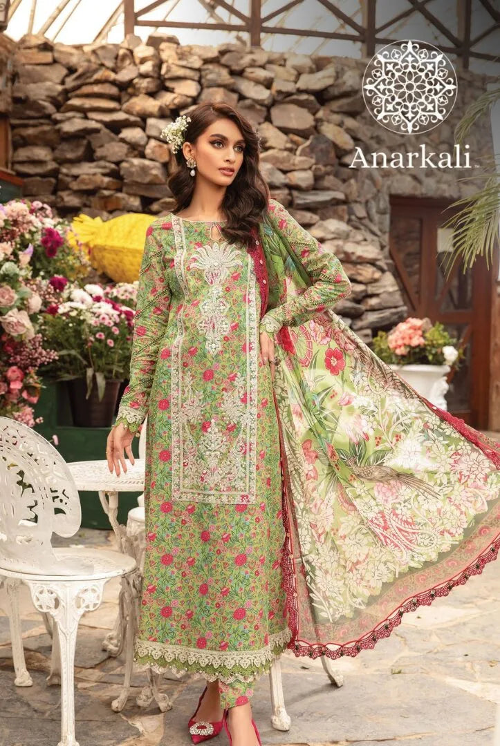 Maria.B M.Prints 3Piece Stitched Spring Summer 2024 Collection (Parrot Green & Pink)