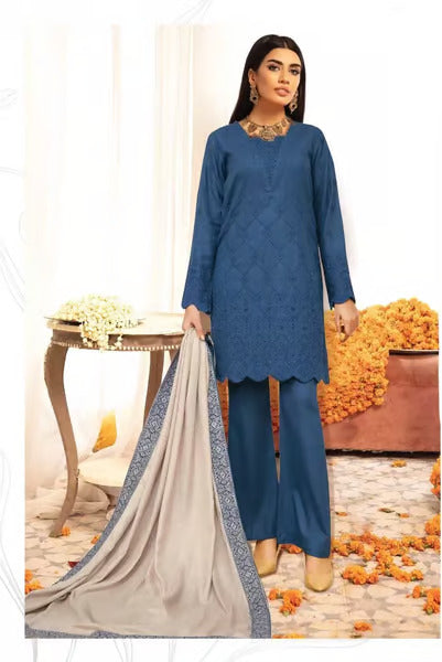 Johra Blue 3 Piece Stitched Suit – 13