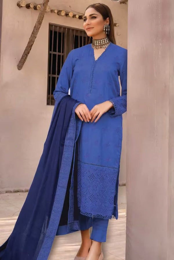 Johra Blue 3 Piece Stitched Suit – 05