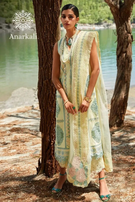 MEDLEY OF LACE - CRIMSON X SAIRA SHAKIRA LUXURY LAWN - LIGHT YELLOW