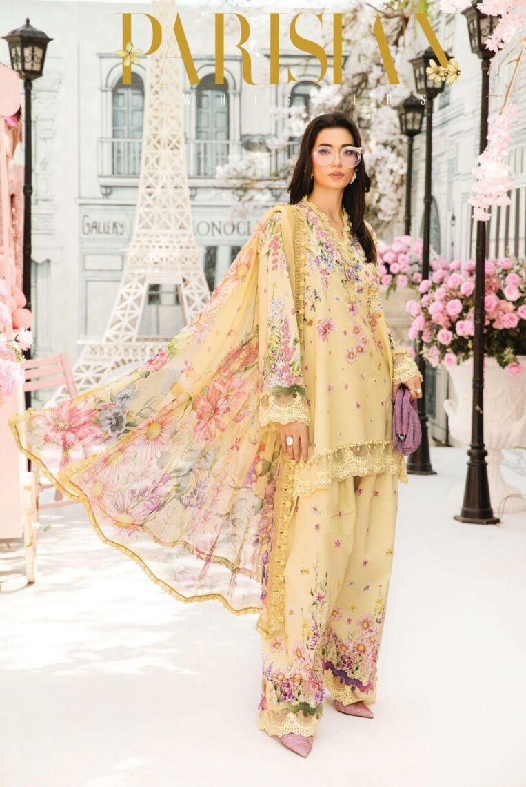 3 Piece Stitched Embroidered Lawn Suit From Maria.B By M.Prints Eid Edit Collection'25 - 01