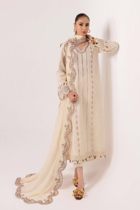 3 Piece Stitched Luxury Suits From Qalamkar Basic Pret'25 Collection - LVERAH
