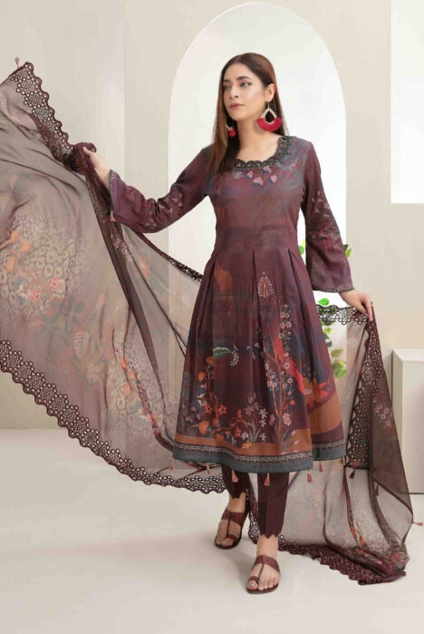 3Piece Stitched Suit By Tawakkal Raina - 01