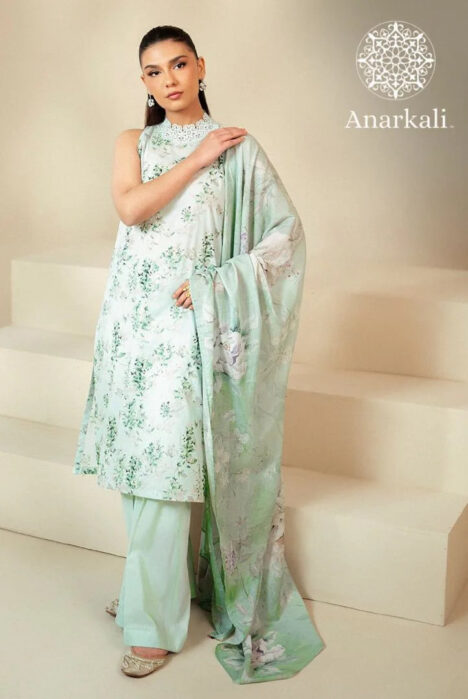 Cross Stitched Daily 3Piece Stitched Suit(Light Green)