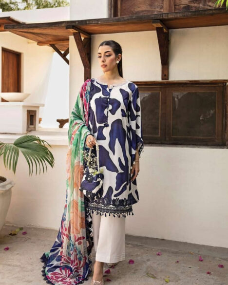 3 Piece Stitched Embroidered Lawn Suit From Maria.B By M.Basics Eid Collection'25-10