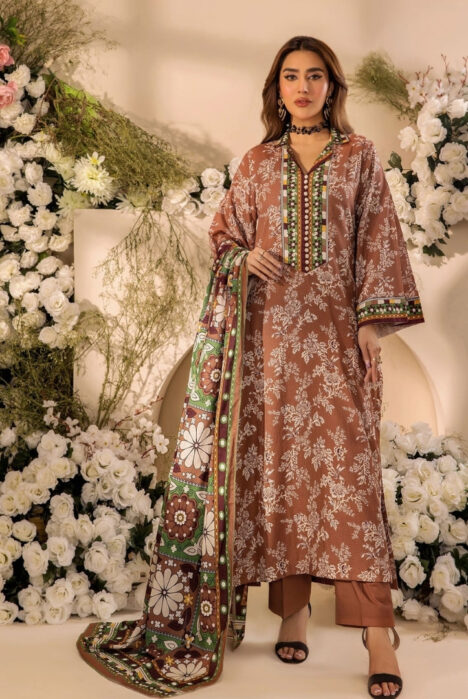 3 Piece Stitched Digital Printed Doria Cambric Suits From Safwa By Koka - 10