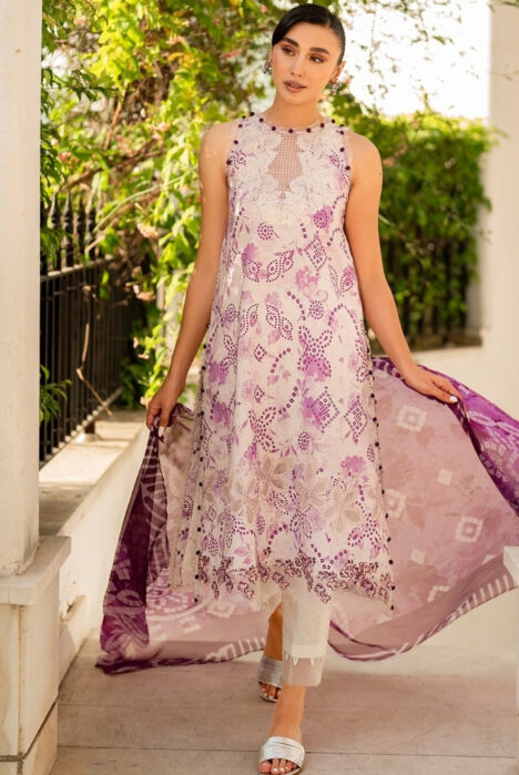 3 Piece Stitched Embroidered Lawn Suit | Meraki Vol'2 By Asifa & Nabeel - Reshmi