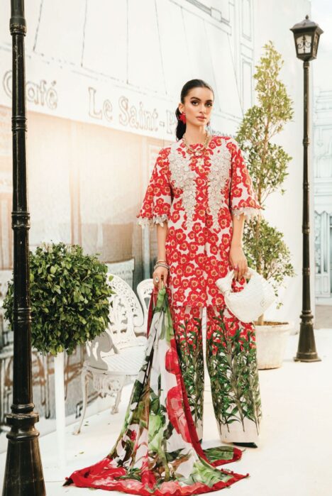 3 Piece Stitched Embroidered Lawn Suit From Maria.B By M.Prints Eid Edit Collection'25 - 10