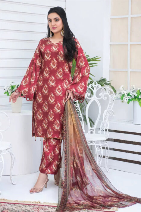 3 Piece Stitched Suit By Mizaaj Silkiya - 06
