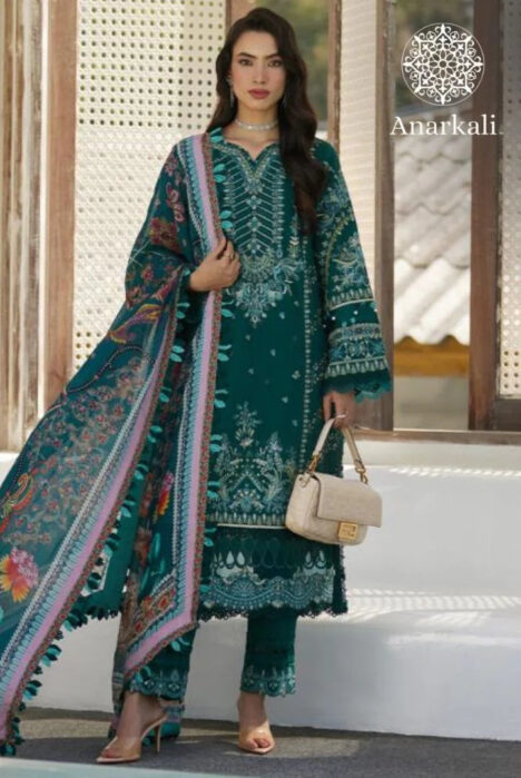 Liliana Luxury Lawn 24 Milene Faiza Saqlain 3 piece Stitched Suit (Hunter)