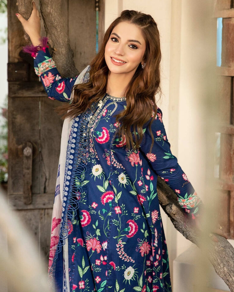 3 Piece Stitched Embroidered Lawn Suit From Maria.B By M.Basics Eid Collection'25-11