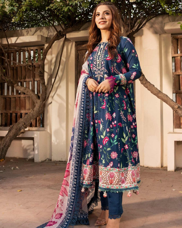 3 Piece Stitched Embroidered Lawn Suit From Maria.B By M.Basics Eid Collection'25-11 - Image 2
