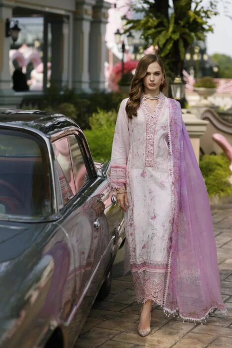 Noor By Sadia Asad Handwork Schiffli Laserkari '23 3 Piece Stitched Suit - Fauna